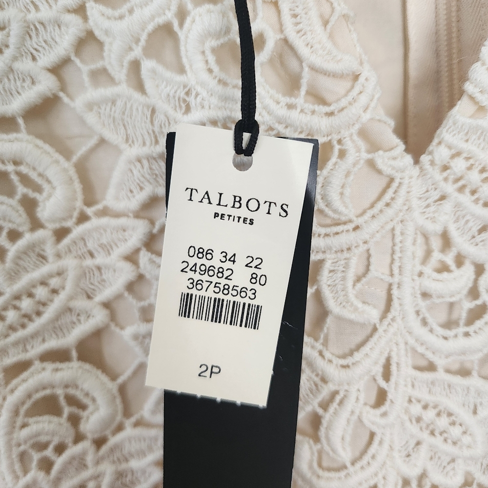 TALBOTS Ivory Lace Shift Dress Wedding Guest Bridal Shower Cocktails Size 2P NWT - Picture 4 of 14